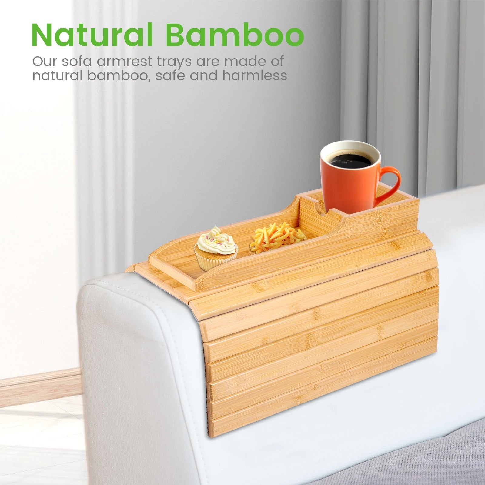 Bamboo Sofa Armrest Tray Safilon