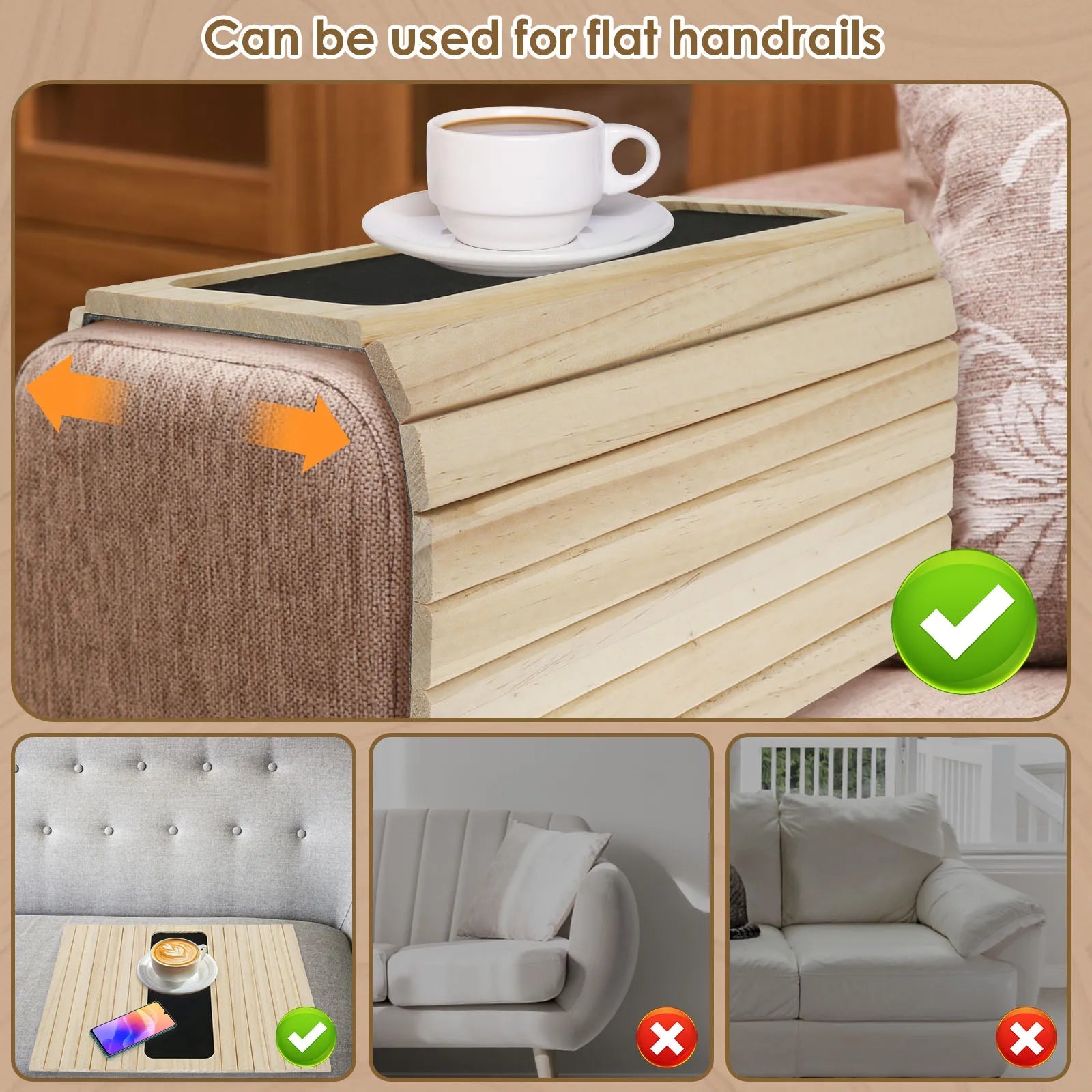 Bamboo Sofa Armrest Tray Safilon