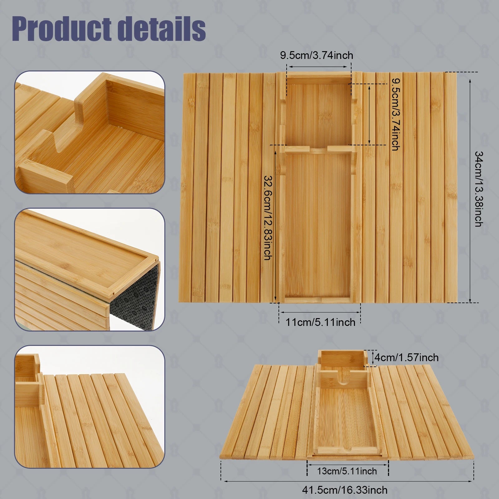 Bamboo Sofa Armrest Tray Safilon