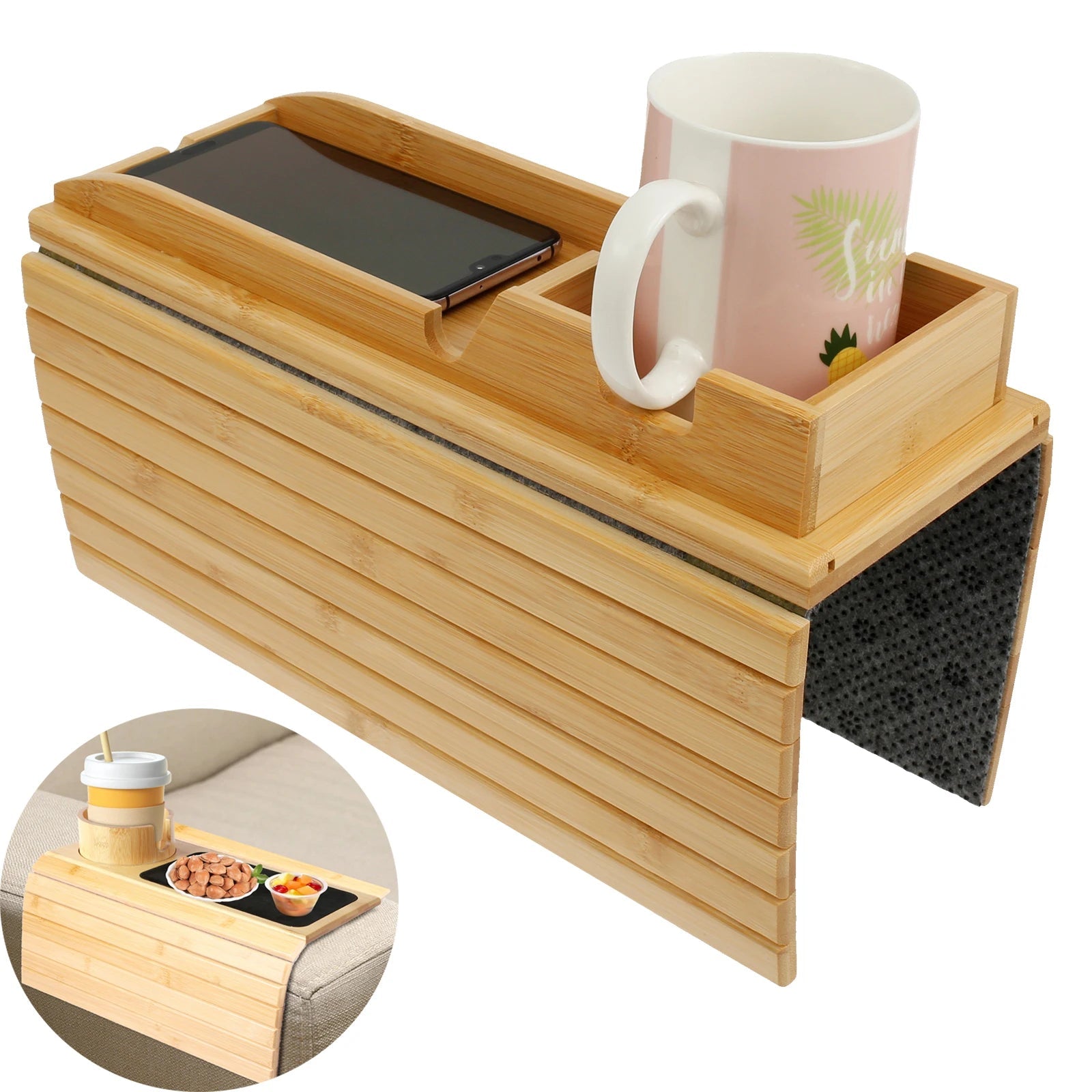 Bamboo Sofa Armrest Tray Safilon